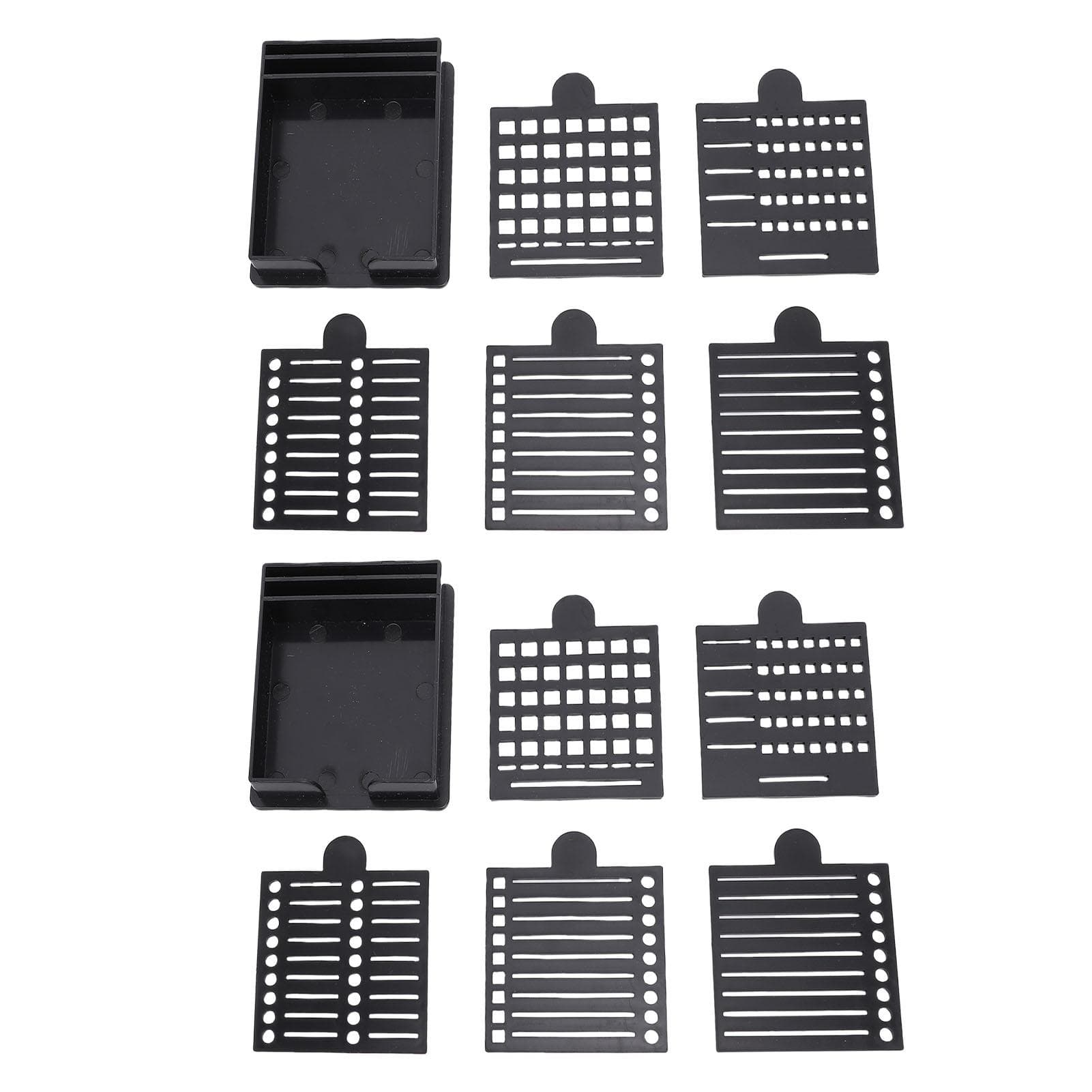 2 Pack Sticky Note Stencils with Holder ABS Sticky Pads Dispenser Memo Pad Organizer with List Line black