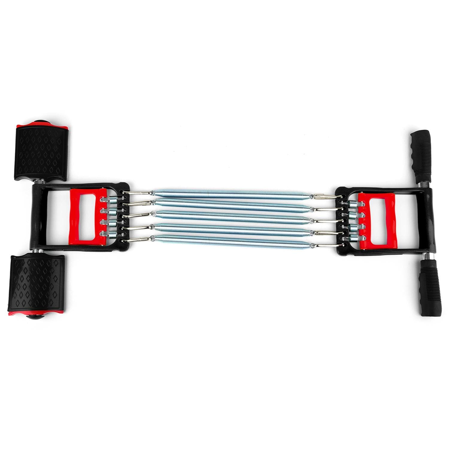 3 in 1 Spring Arm Chest Expander Sit-Up Bars Hand Gripper Muscle Training for Home Office Fitness Black & Red