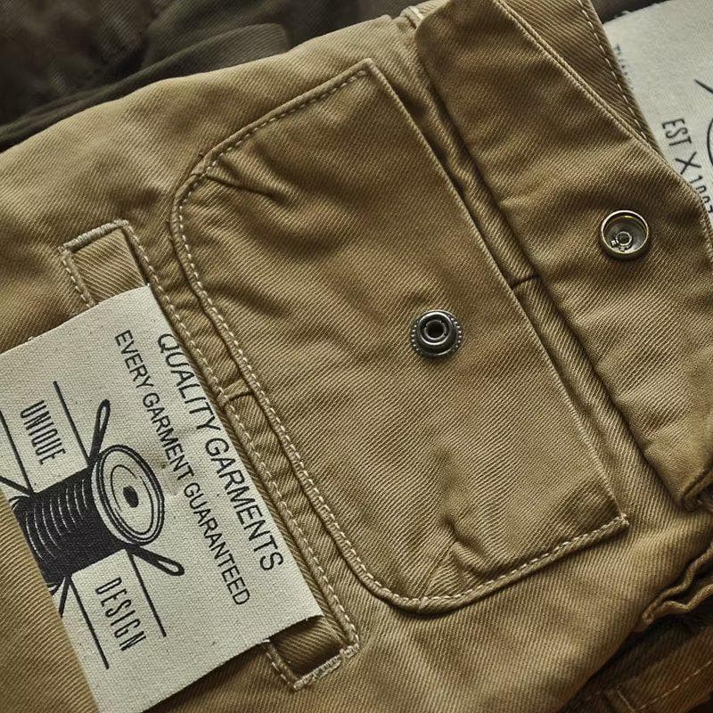 Men's American Retro Dirt-Resistant Loose Straight Overalls 2XL khaki