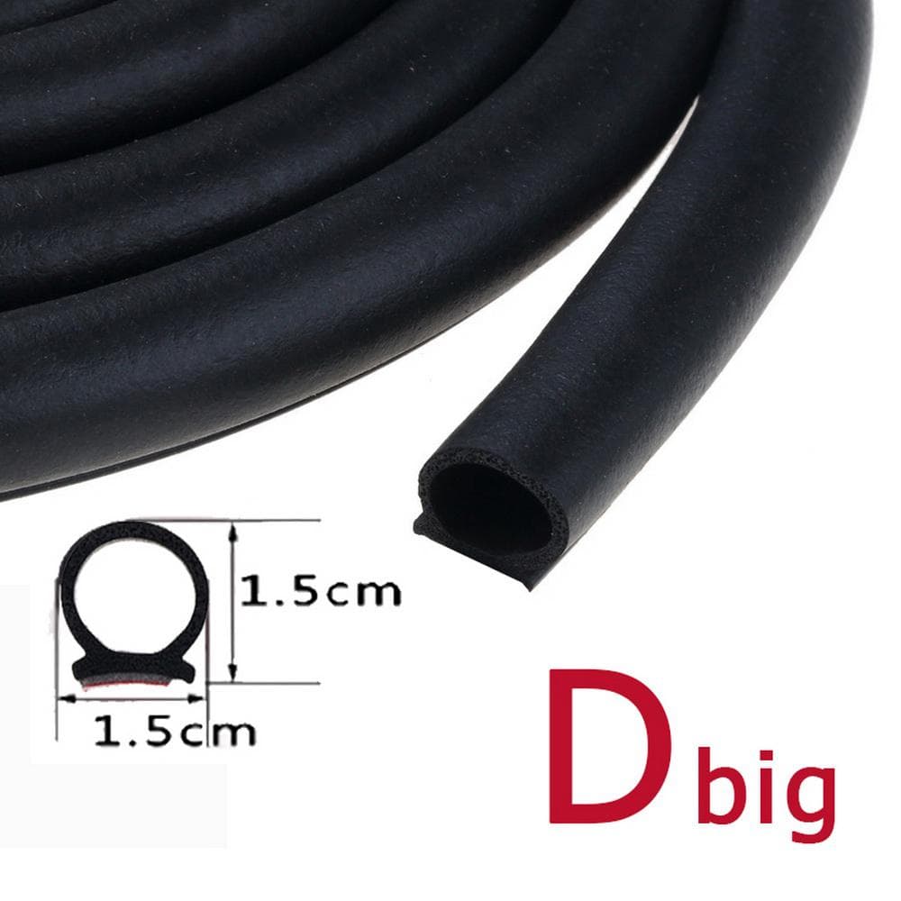 5Meters Big D Small D Z Shape P Type Car Door Seal Strip Auto Rubber Seal Strips Waterproof Trim Black , Big D shape