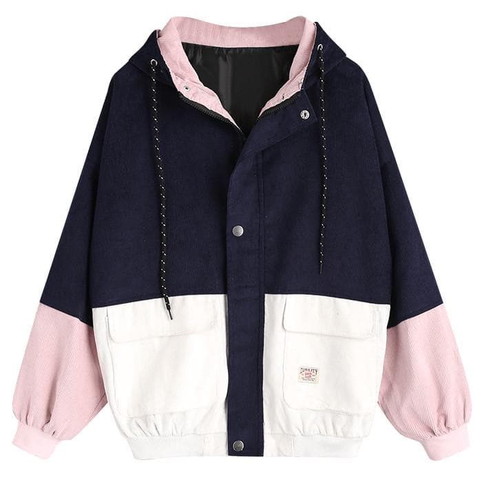 Women Coat Women Long Sleeve Corduroy Patchwork Oversize Jacket Windbreaker Coat Overcoat XXL