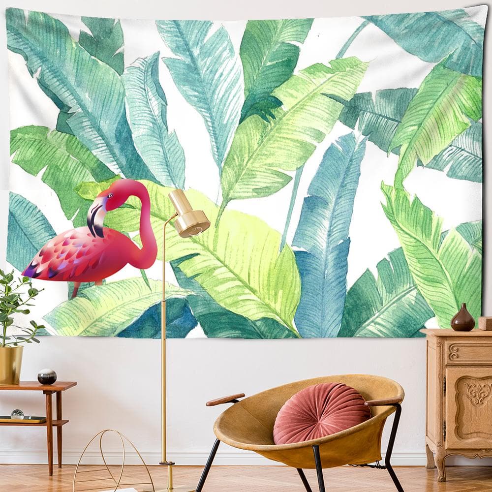Crane Green Palm Leaf Tapestry Wall Hanging Little Fresh Hippie TAPIZ Bohemian Room Decor Background Cloth 95x70CM