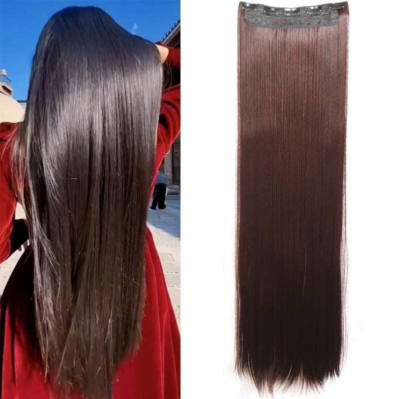 LUPU 100CM Long Straight 5 Clips In Hair Extensions Heat Resistant Synthetic Hairpieces Black Brown Natural Fake Hair For Women 100CM