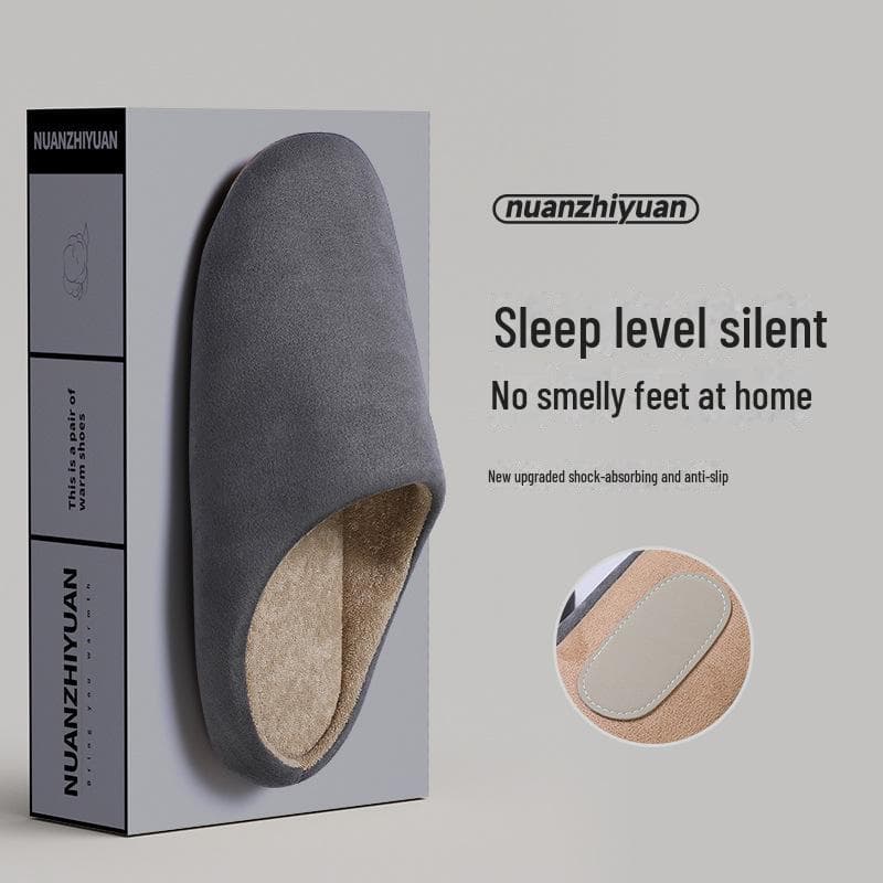 Japanese Style Silent Indoor Cotton Slippers: Winter Non-Slip Soft Bottom for Men & Women XXL (Fits 44/45)