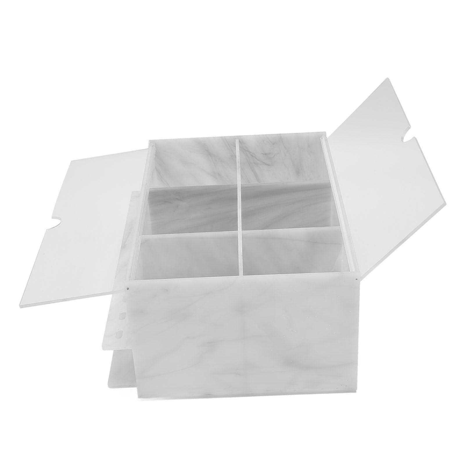 Acrylic Dustproof Storage Box 10 Holes Marble Texture Compartment Eyelash Grafting Accessories Case white