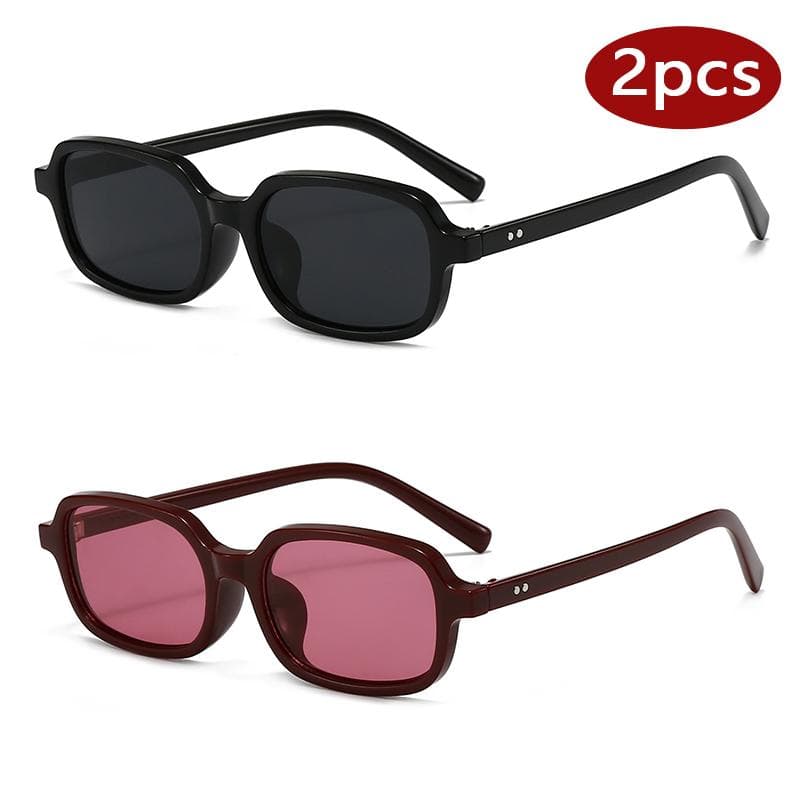 1pcs Women Small Frame Rectangle Sun Glasses Vintage Colorful Mirrored UV400 Retro Sunglasses for Travel