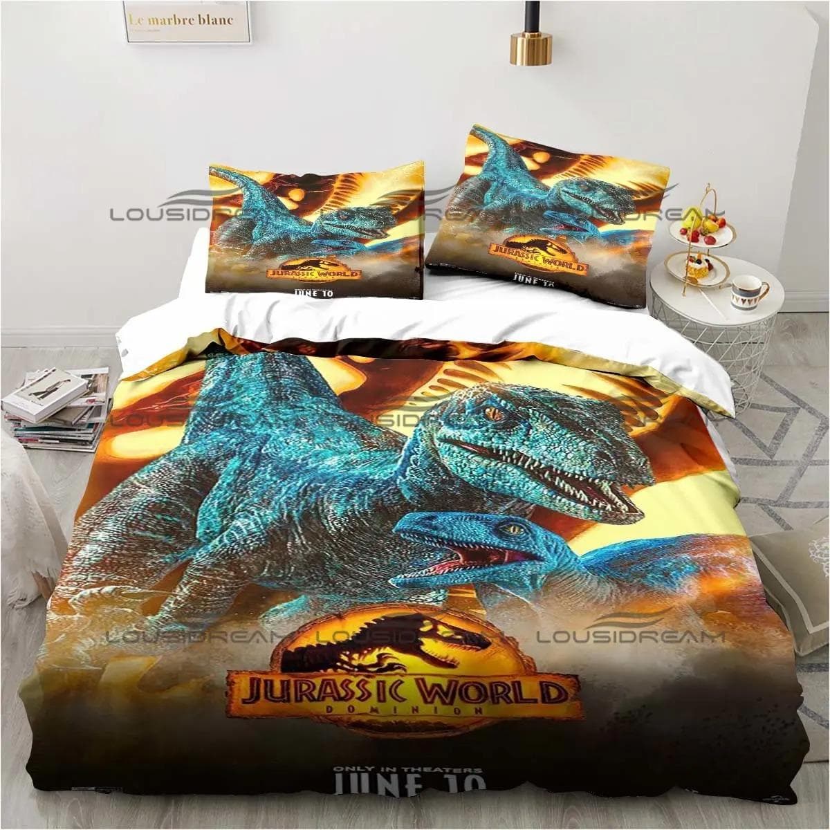 Jurassic Park Bedding Dinasours Twin Bedding Set 3 Piece Comforter Set Bed Duvet Cover Double King Cover Home Textile 70x133cm 2pcs