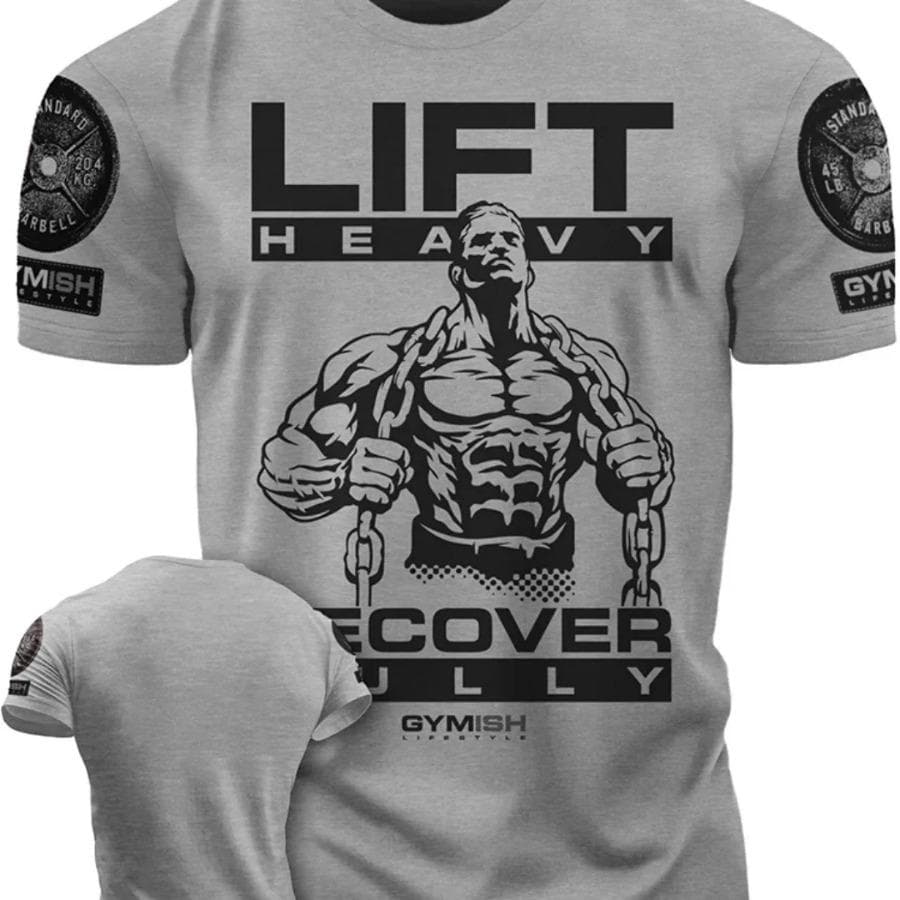 3D Printed Recover Fully Workout T-Shirt Funny Gym T-Shirt High Quality Cotton Men's Short Sleeves Muscle Man Tough Guy T-Shirt XXL