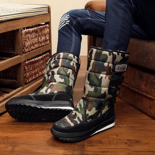 Men's Snow Boots Platform Mid-Calf Lined Waterproof Snow Boots Warm 44 green