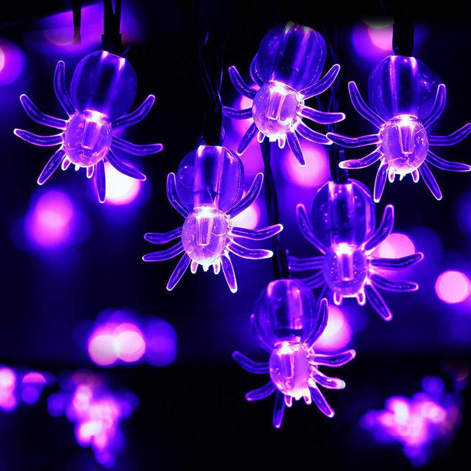 20FT 40LEDs Halloween String Lights Purple Spider Shaped Decorative Hanging Lights Waterproof Type 1