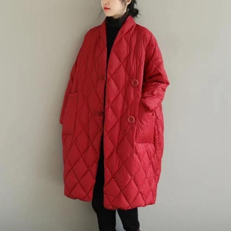Light Down Cotton-padded Jacket for Women's Winter Long Over-knee Loose Cotton-padded Jacket L
