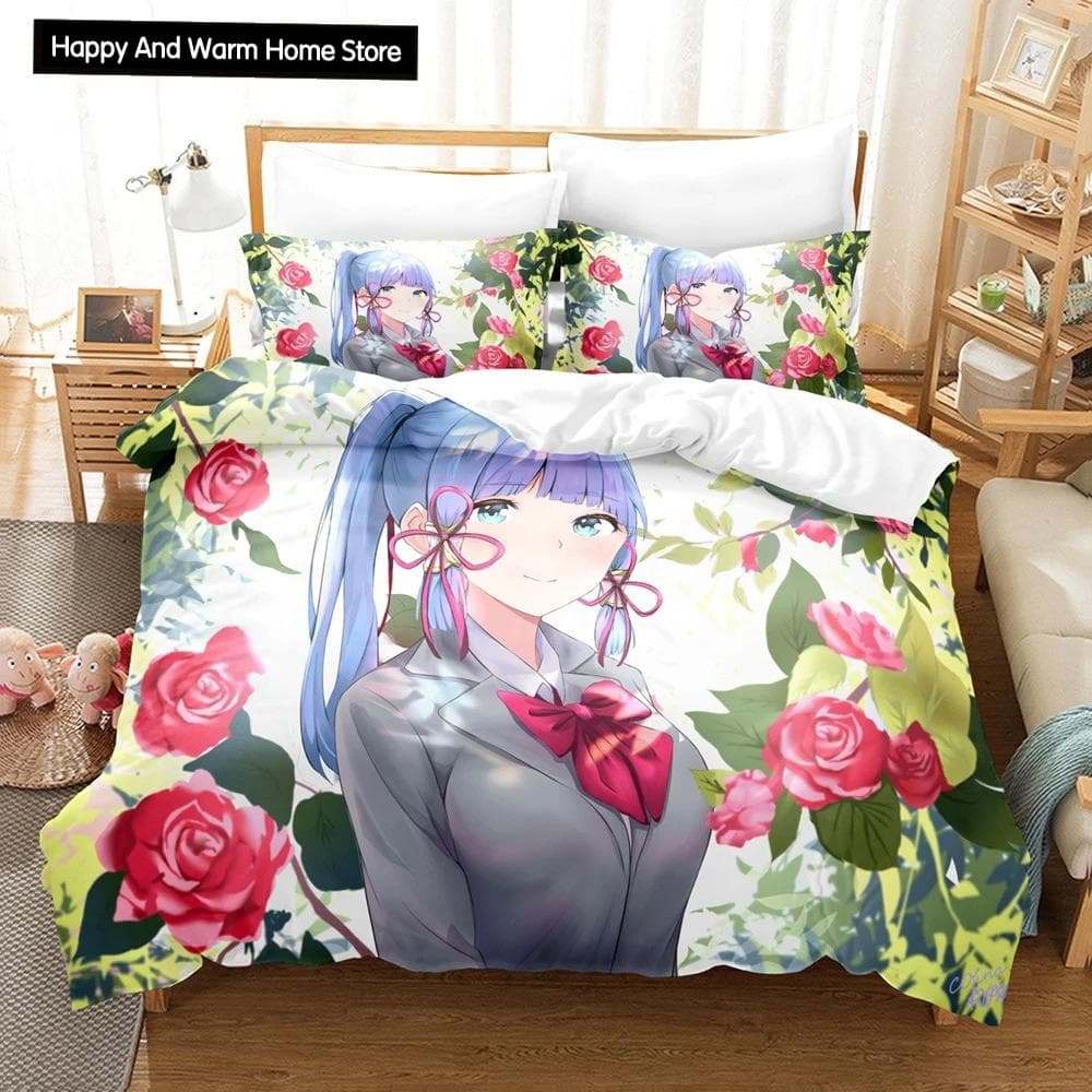 3D Print Cartoon Bedding Set Genshin Impact Game 3d Duvet Cover Set Comforter Bed Linen For Boy Decor Bedclothes EU single(135x200cm)