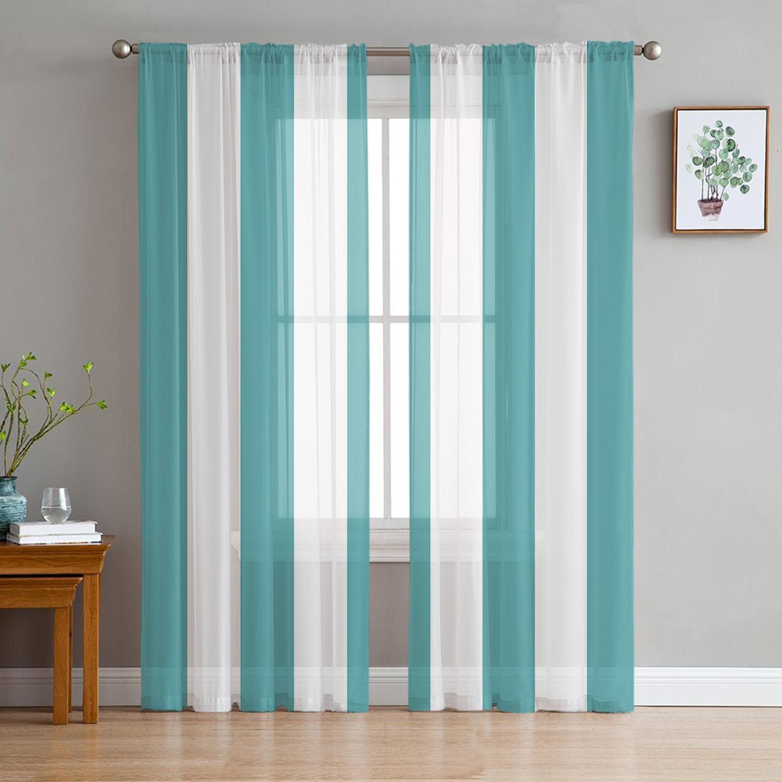 Wood Grain Starfish Shell Gauze Curtains For Children's Bedroom Kitchen Screen For Living Room Holiday Decor Voile Curtain 135W x 114H(cm)