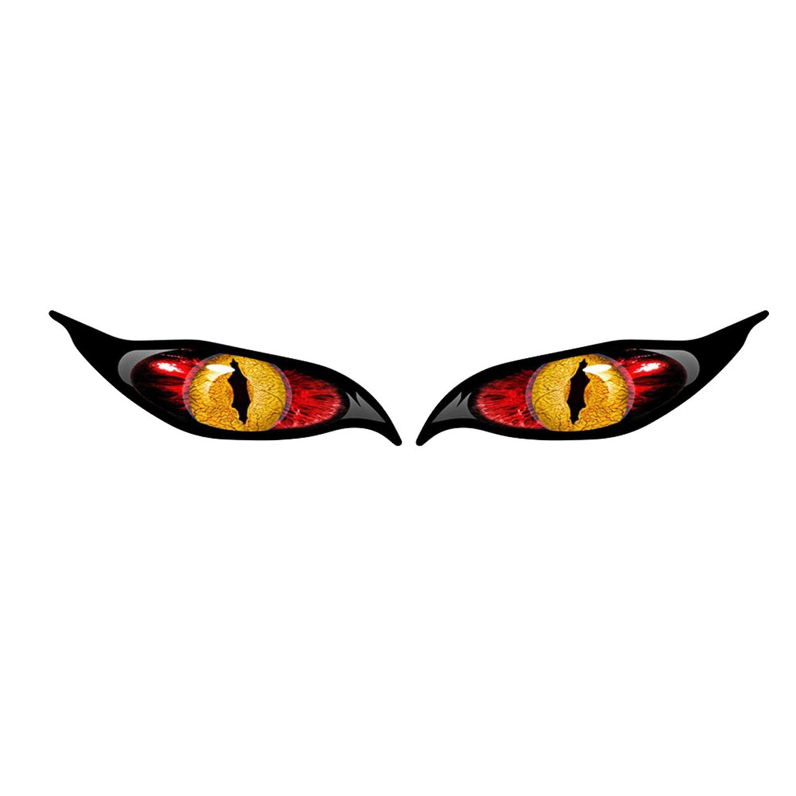 2PCS Car Stickers Evil Eye Zombie Style Sunproof Waterproof Decal for Rearview Mirror 5*2in red