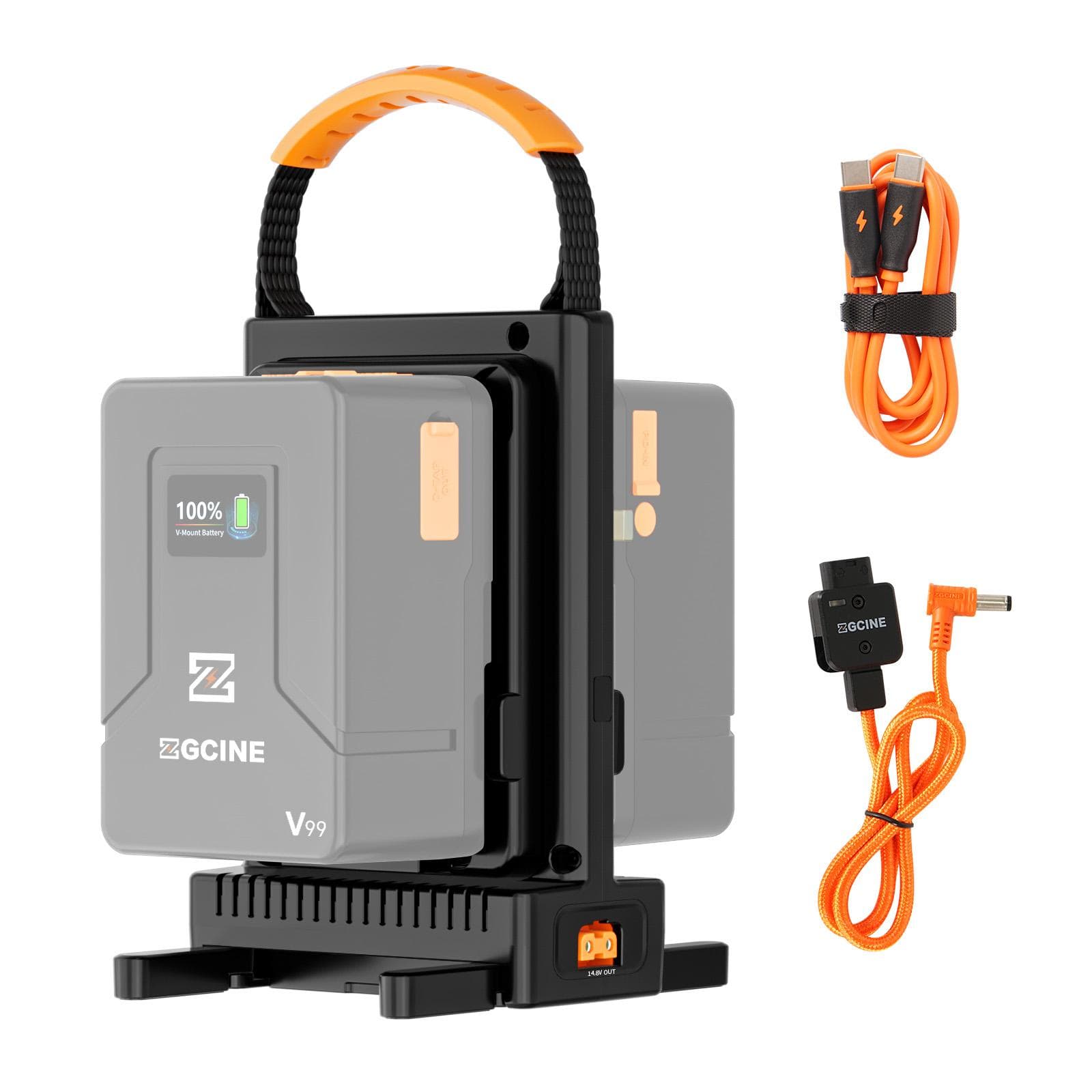 ZGCINE VM-C2 Kit Dual-Channel V-Mount Battery Charger V Lock Battery Charger 100W USB-C PD Fast US Plug