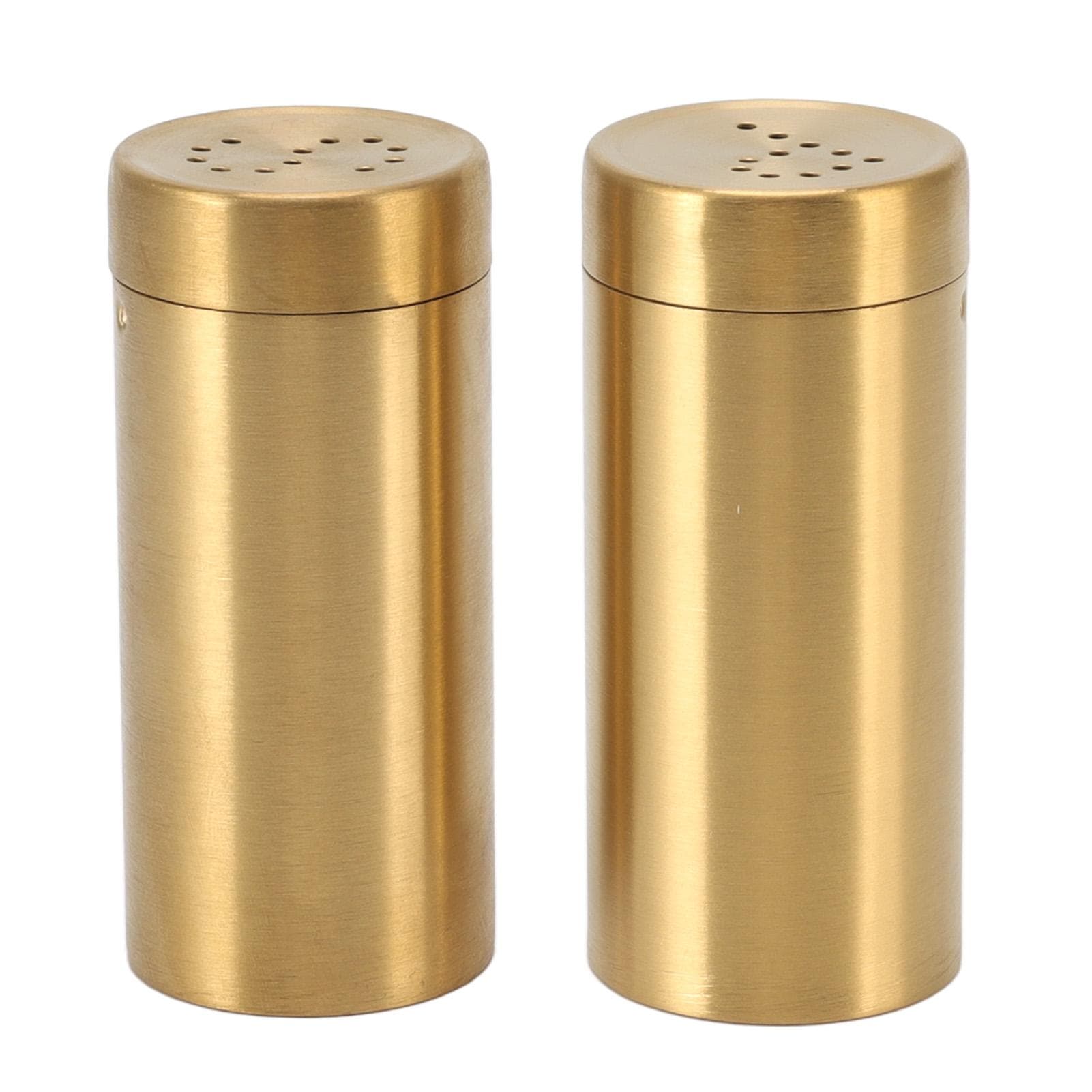 2Pcs Gold Spice Jar Stainless Steel Rustproof Screw Open Top Seasoning Shaker Bottle for Salt Sugar
