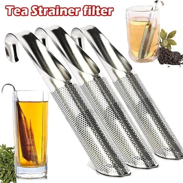 3Pcs Tea Strainer Stainless Steel Infuser Pipe Design Touch Feel Holder Tool Tea Spoon Infuser Filter Reusable Tea Strainers 3 PCS