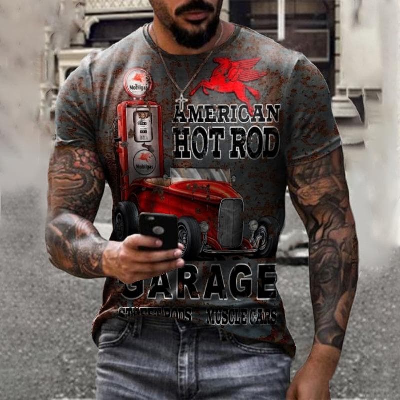2022 Summer Vintage Men's T Shirt 3d Retro Motorcycle Oversized Tshirts For Men Clothing Biker Racing T-shirts Motor Tees Tops L