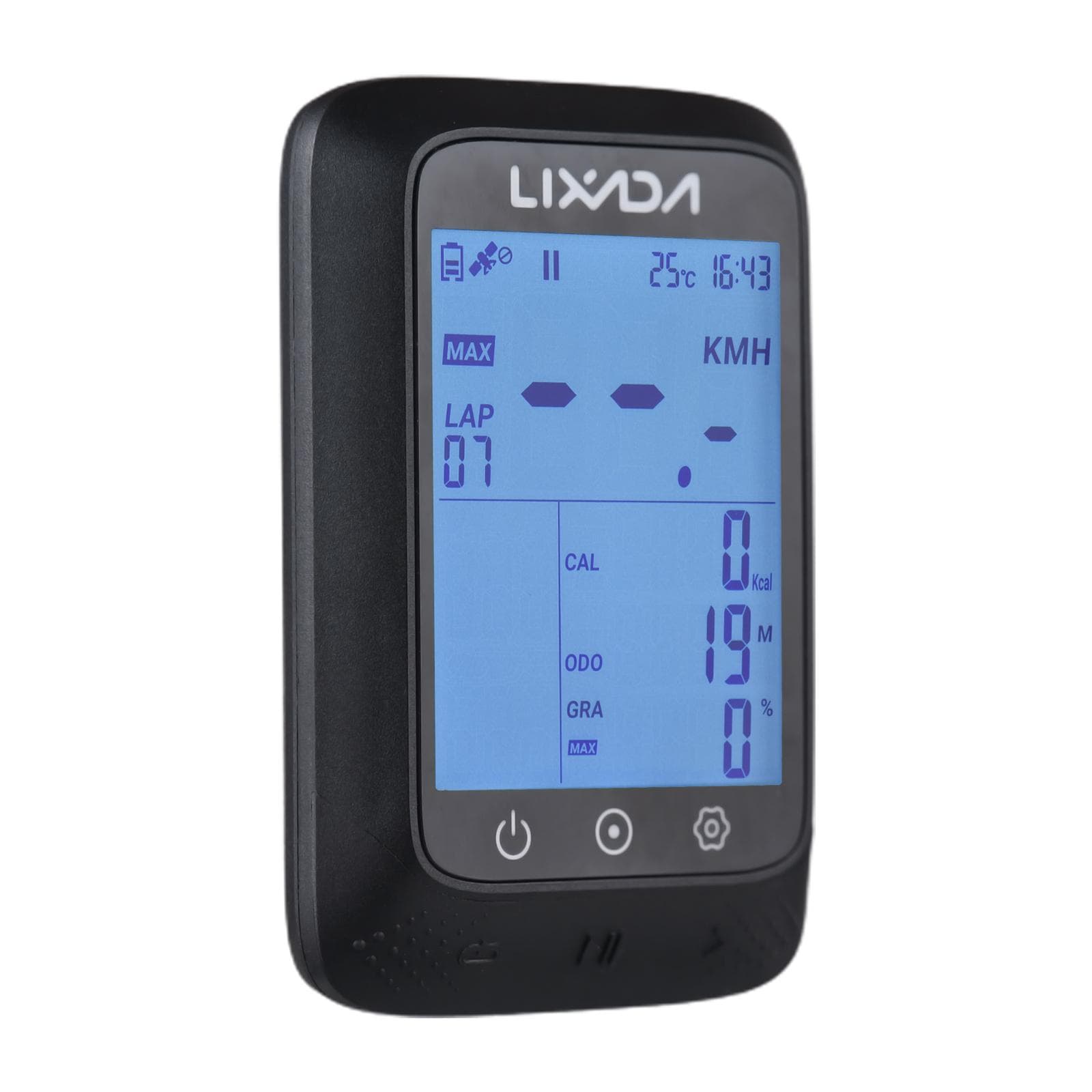 Bike Computer GPS Wireless Waterproof ANT+ Sensor and BT 2.3in Altitude Gradient Heart rate black