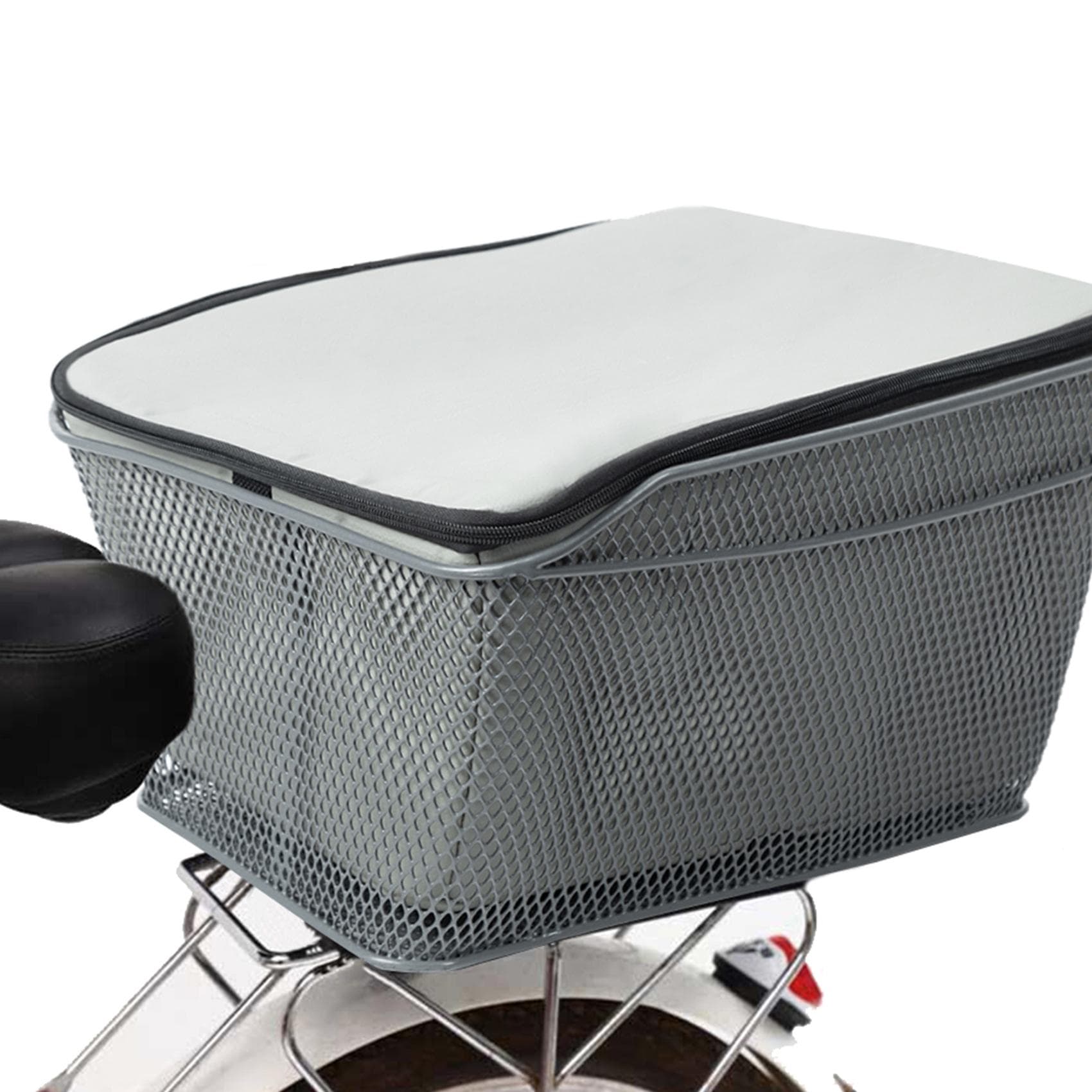 Rear Bike Basket Large Capacity Metal Wire Bicycle Basket Waterproof Rainproof Cover Bag grey