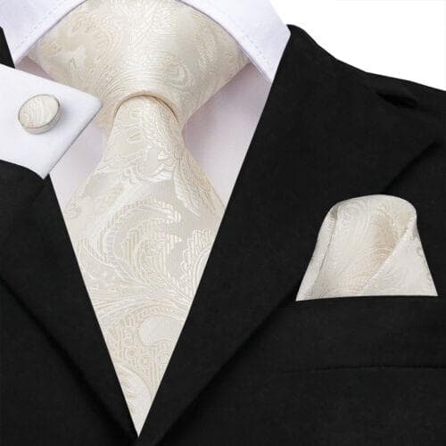 Mens Tie Classic Silk Necktie Pocket Square Cufflinks Set Paisley Floral Wedding N-3229