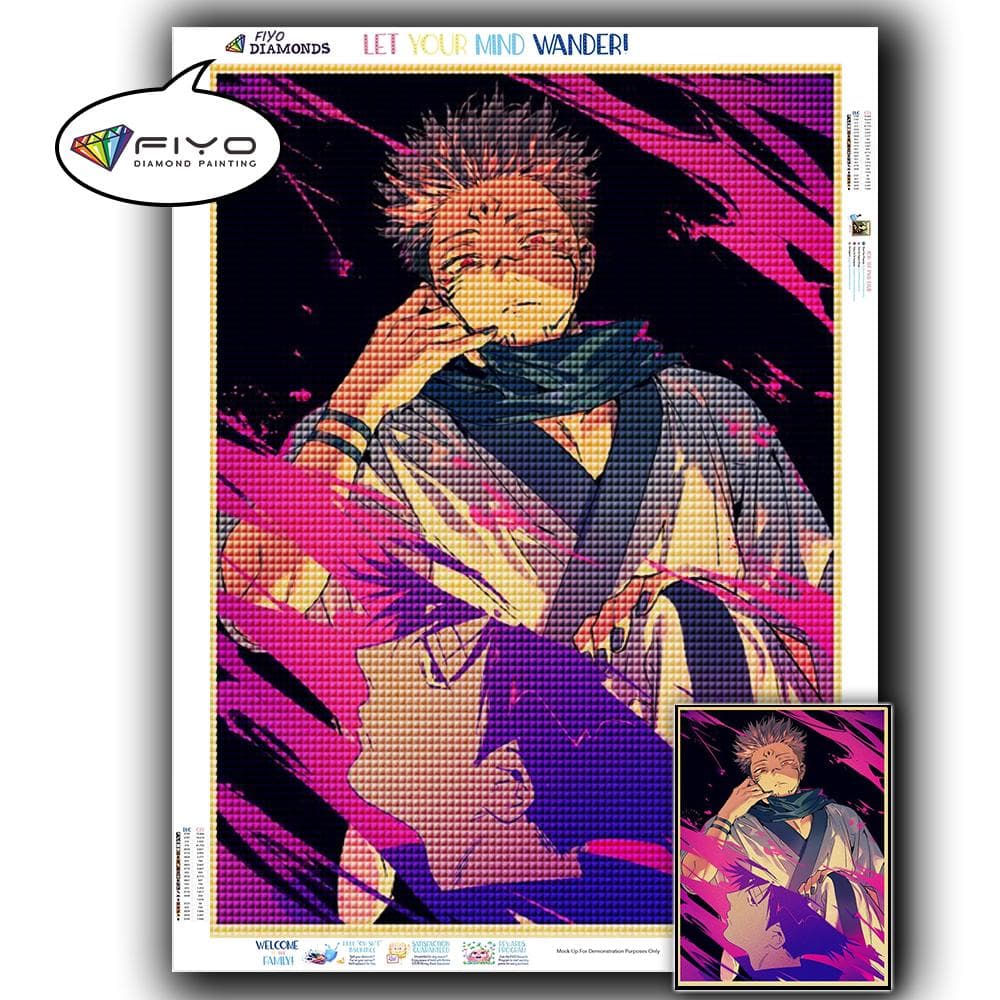 5D DIY Diamond Embroidery Anime Jujutsu Kaisen Picture of Rhinestone Diamond Painting Paper Vintage Poster Diamond Mosaic Needlework Home Decor Full Square 20X30CM