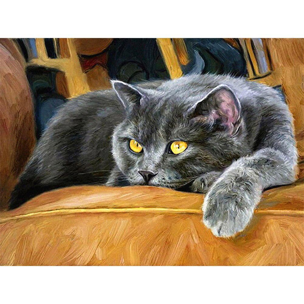 Diamond Painting Cat Cartoon Rhinestone Cross Stitch Kit Diamond Embroidery Animal Diamond Mosaic 20X30CM