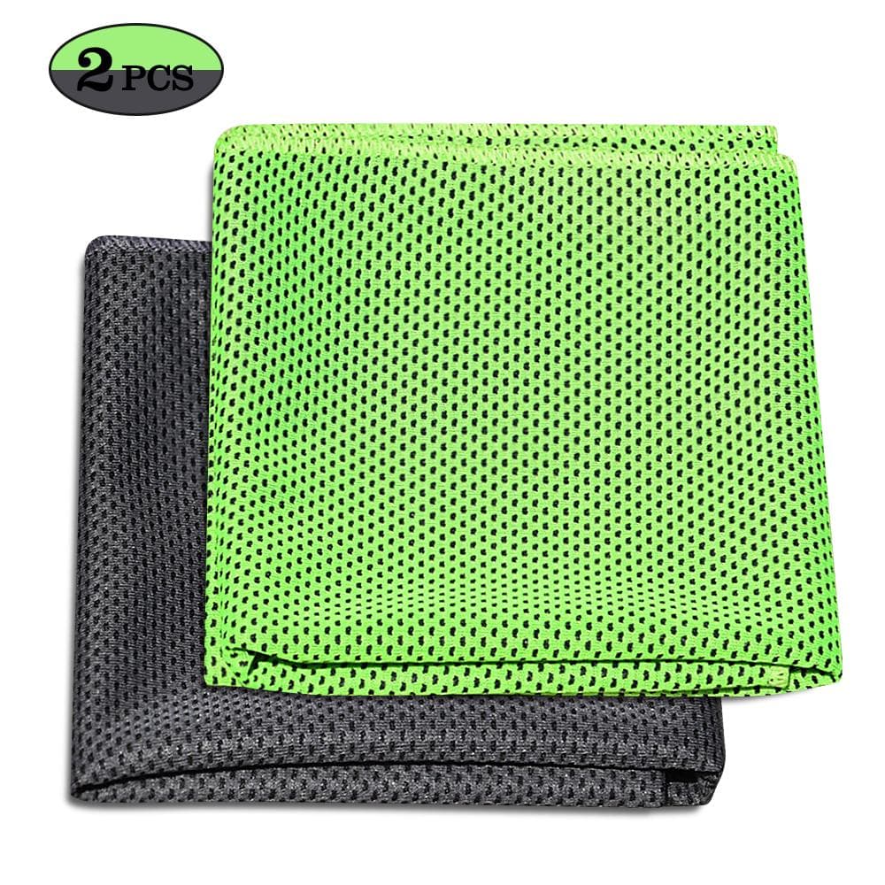 2 Pack Cooling Towel Soft Breathable Travel Ice Towel for Gym Fitness Workout Yoga Sport Running Black & Green