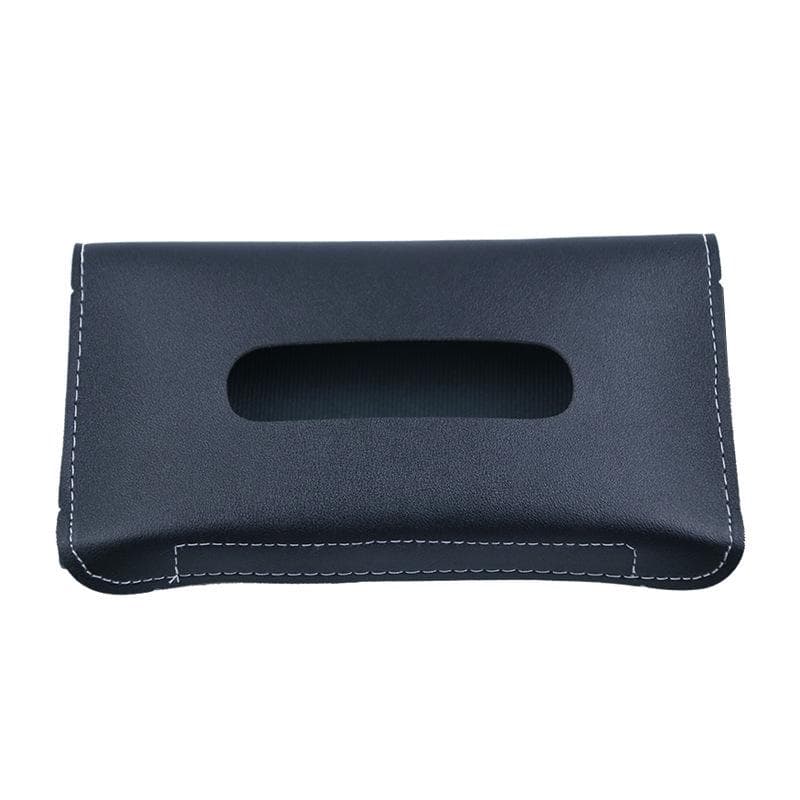 Tissue Box PU Leather Car Sun Visor Hanging Holder Car Tissue Boxes Auto Interior Storage Decoration Accessories black