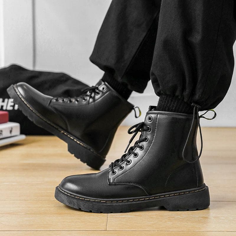 Autumn new Martin boots men's leather shoes dress shoes men's business men's shoes mid-top trendy casual shoes 41 black