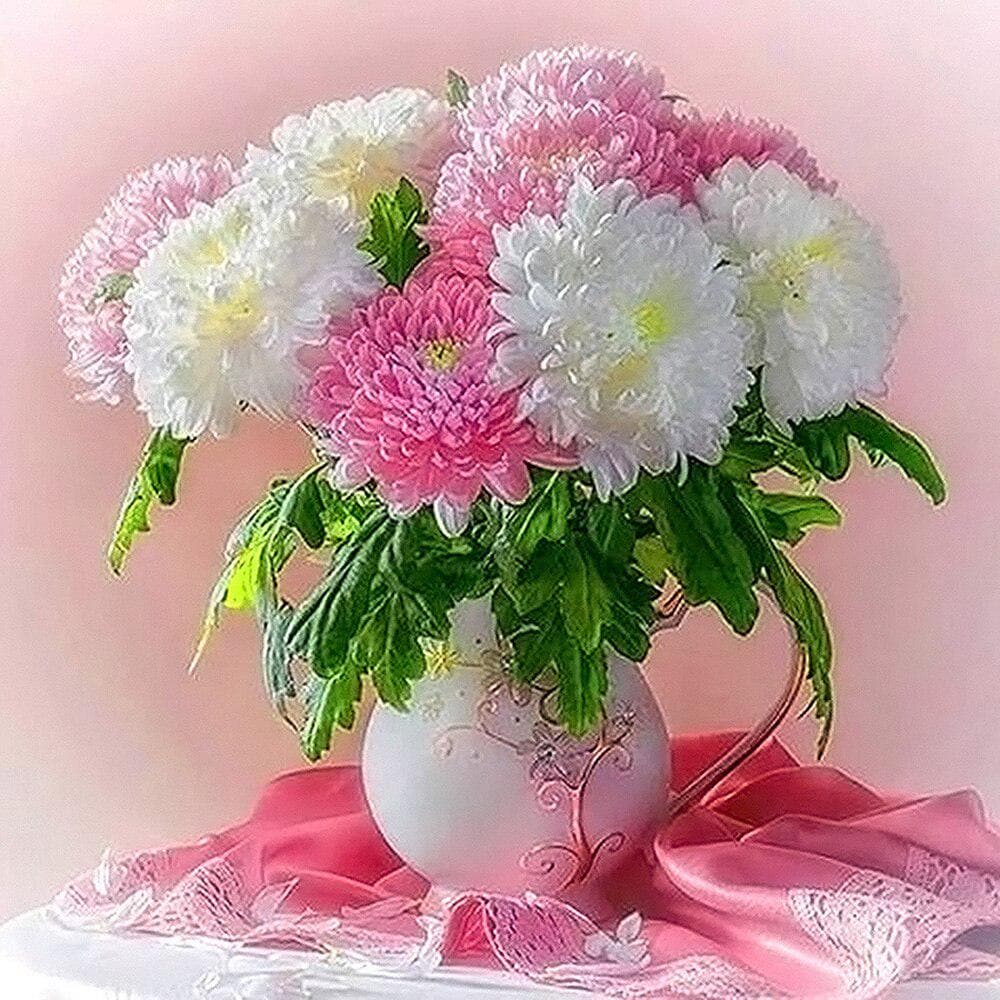 Cross Stitch Kit DIY Diamond Embroidery Chrysanthemum Diamond Painting Mosaic Home Decor 30X30CM