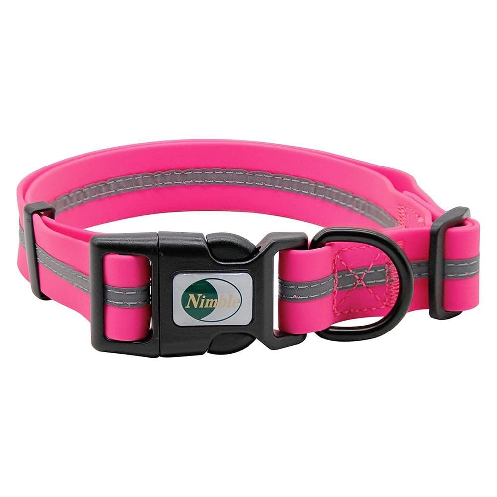 Dog Collar PVC Waterproof Pet Collars Anti-Odor Durable Adjustable Polyester Soft with Reflective Stripe Basic Dog Collars S/M/L M pink