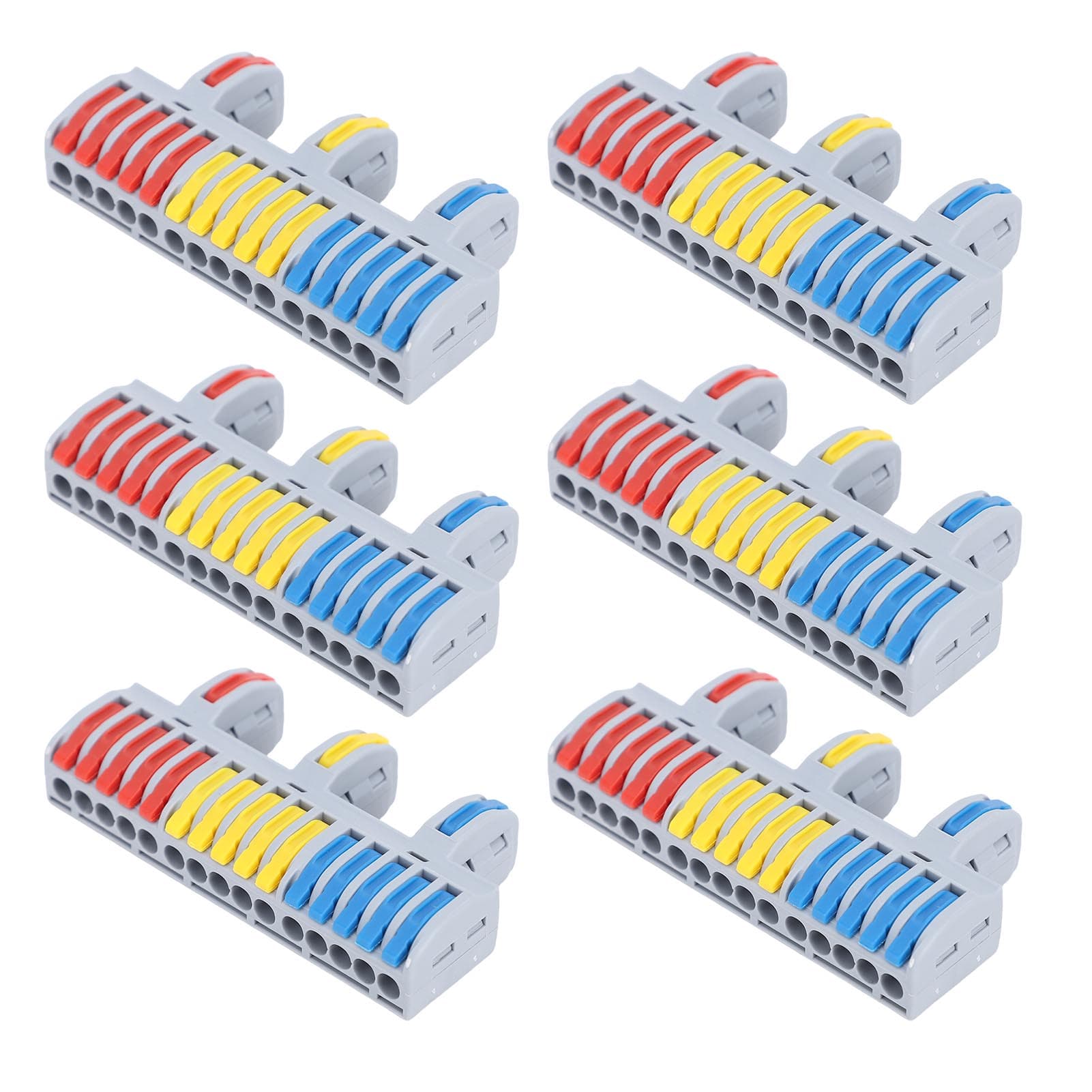 6Pcs Lever Wire Connector PA66 Casing Compact Plug In Terminal Quick Wiring Cable Connector 3 in 15