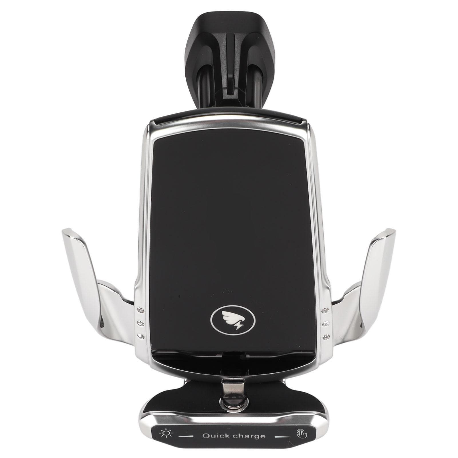 15W Wireless Car Charger QI Fast Charging Smart Sensing 360 degrees Rotation Car Phone Holder Mount with 3 silver