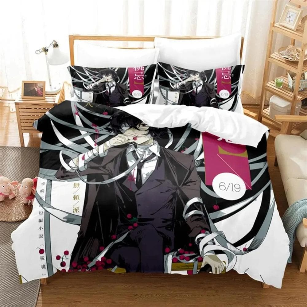 3D Print Anime Bungo Stray Dogs Bedding Set Double Twin King Duvet Cover Comforter Pillowcase Boys Girls Adults Bedroom 135x200cm 2pcs