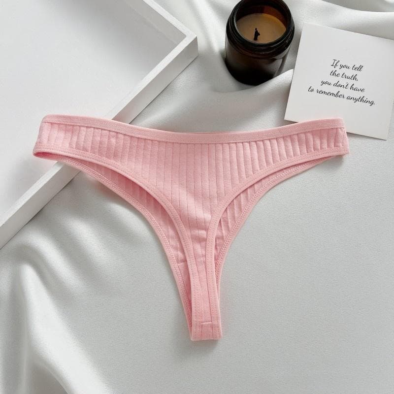 FINETOO Thongs For Women Soft Cotton Thong Sexy Low-Rise T-Back Underwear S-XL Comfortable Panties Girls Underwear S pink