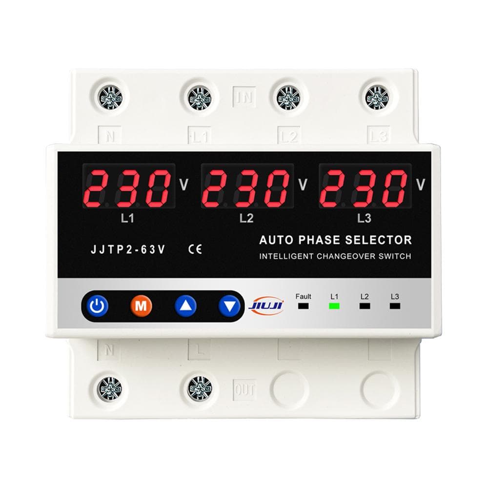 Multifunctional Microcontroller Based 3P Voltage Protector Digital Display Voltage Meter Adjustable white