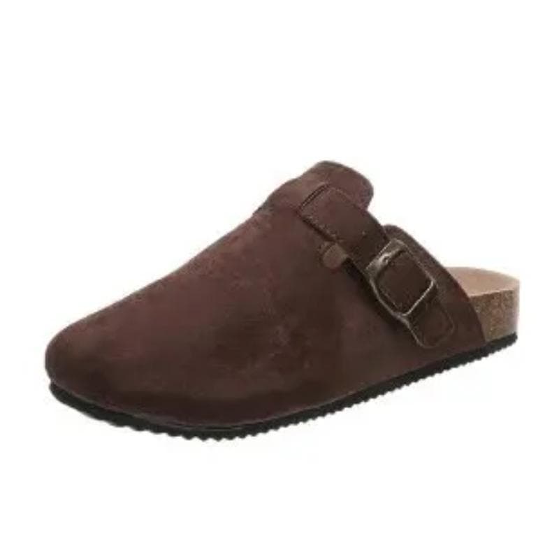 New Autumn Winter Size 45 Mules Modern Sandals Buckle Shoes Strap Concise Retro Outside Flat with Women's Slippers 45 coffee