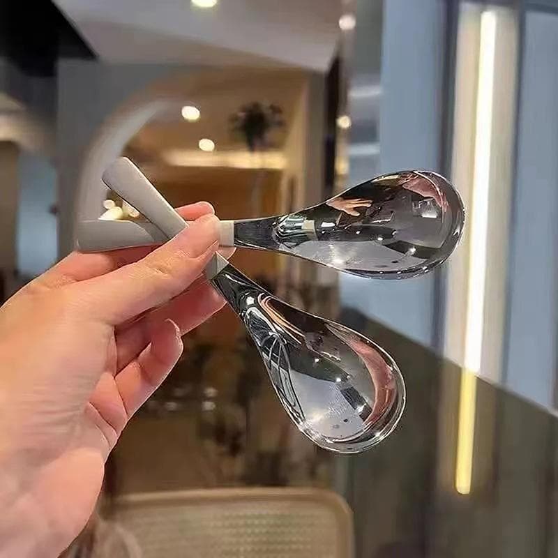 Stainless Steel Spoon Korean Long Handle Tableware Thicken Stirring Ice Spoon Meal Spoon Household Dinner Spoon Dessert Fork silver