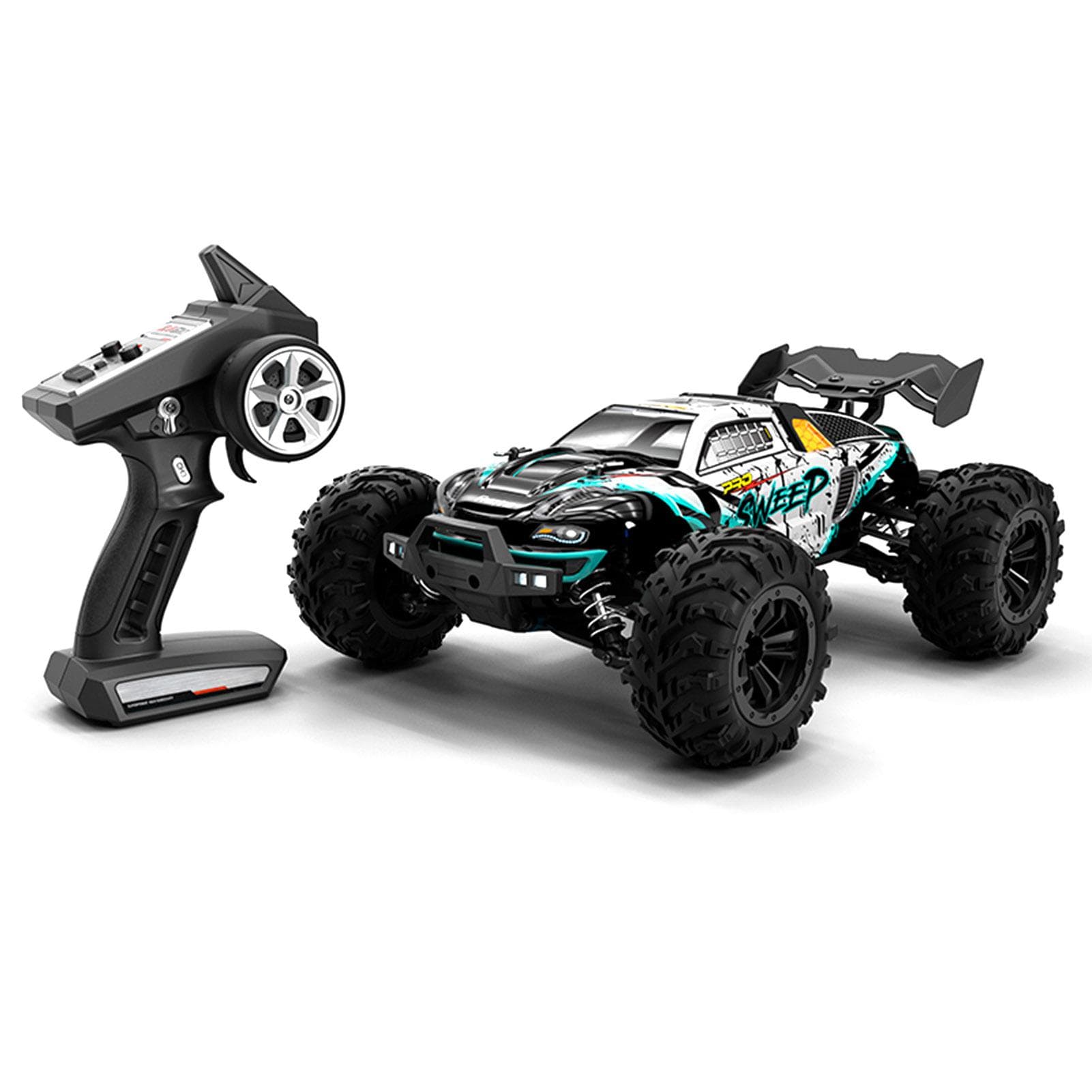 RC Car 2.4Ghz 70KM/H High Speed 1/16 Off Road RC Trucks Brushless Motor LED Light 4WD Vehicle 1 battery green