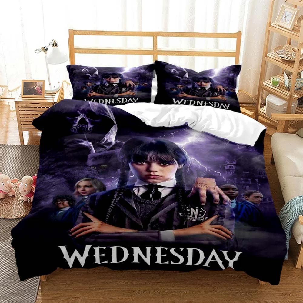 Wednes day Addams American Dramas 3D printed bedding Queen bedding set Soft and comfortable customized King size bedding set AU Single(140x210cm)