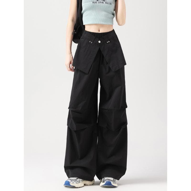 Summer Designer Quick-drying Outdoor Parachute Pants Casual Sweatpants 2XL black
