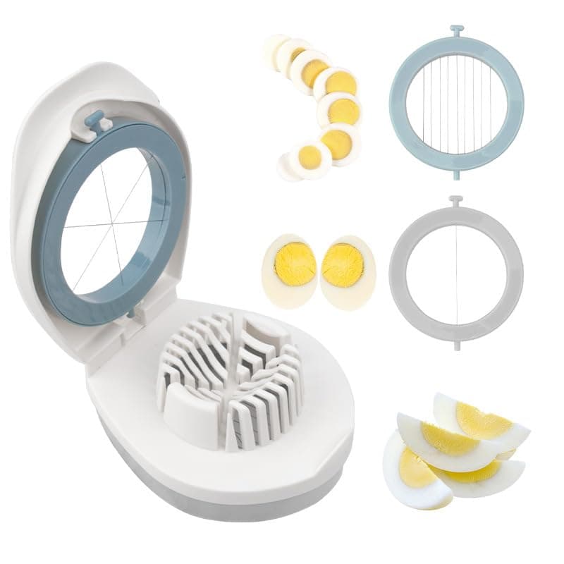 Egg Slicer for Kitchen Multifunctional Mold Artifact Gadget White Hard-Boiled Eggs, 3-Cut Design, Utensil, Cutter, Kitchenware, white