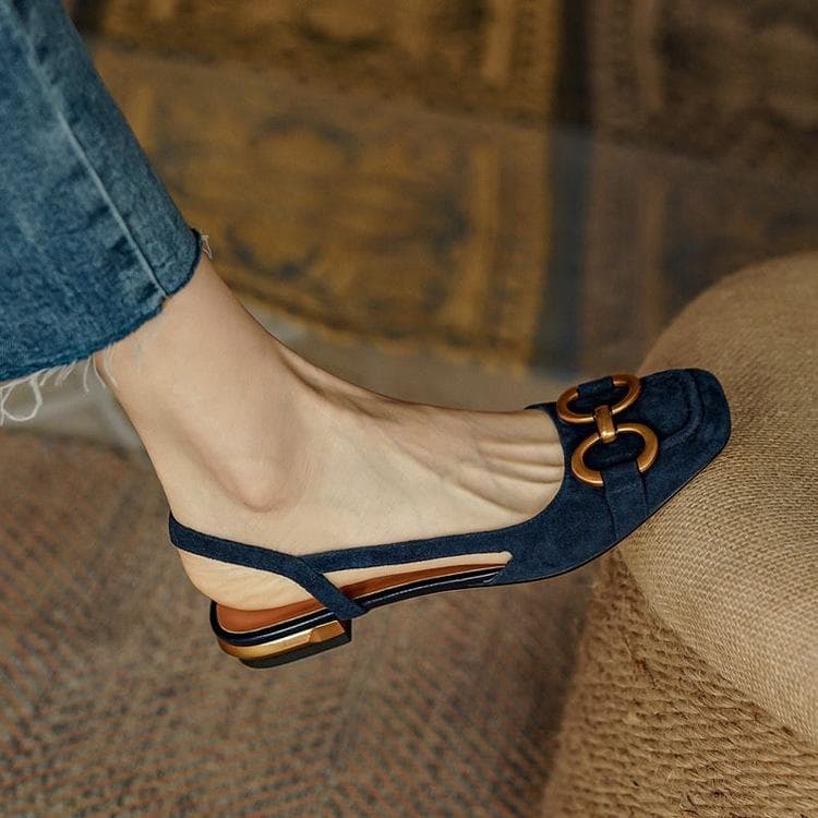Low Heeled Retro Toe Sandals for Women Summer Buckle Sandals One Line Strap Sandals for Women 41