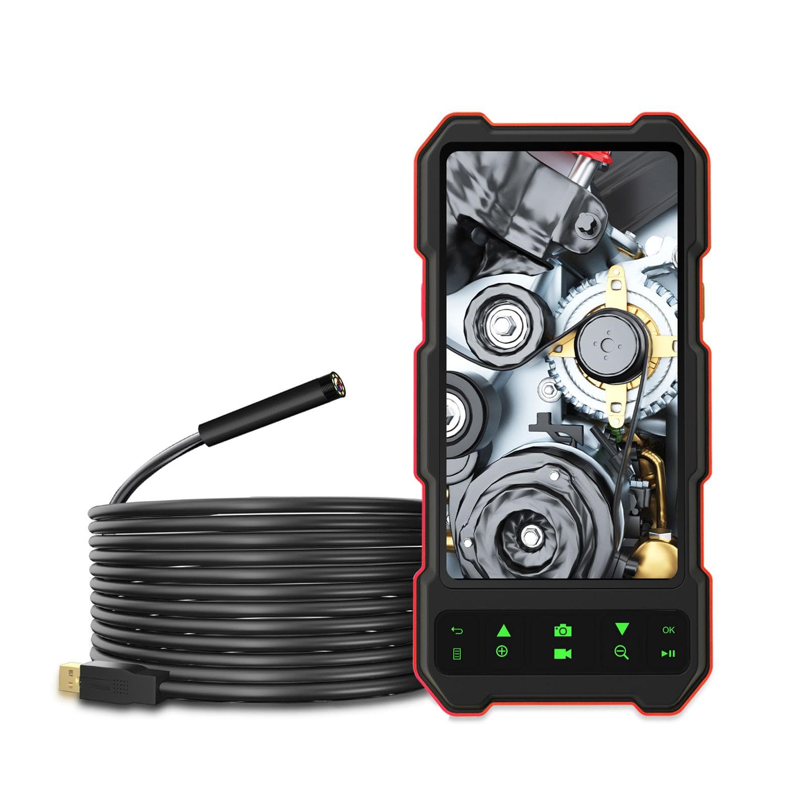 Industrial Endoscope 1080P Borescope with 6 LED Lights 4.5-inch IPS Color Display Snake Camera IP67 Type 3 & 2M