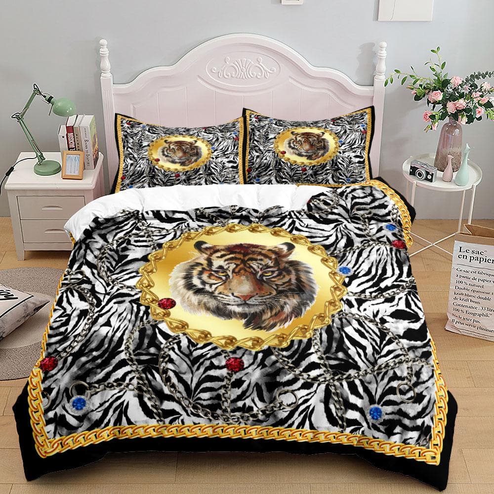 Seamless Chains Baroque Pattern Bohemian Bedding Set Small Single Twin Double Queen King Cal King Size Bed Linen Set EU single(135x200cm)