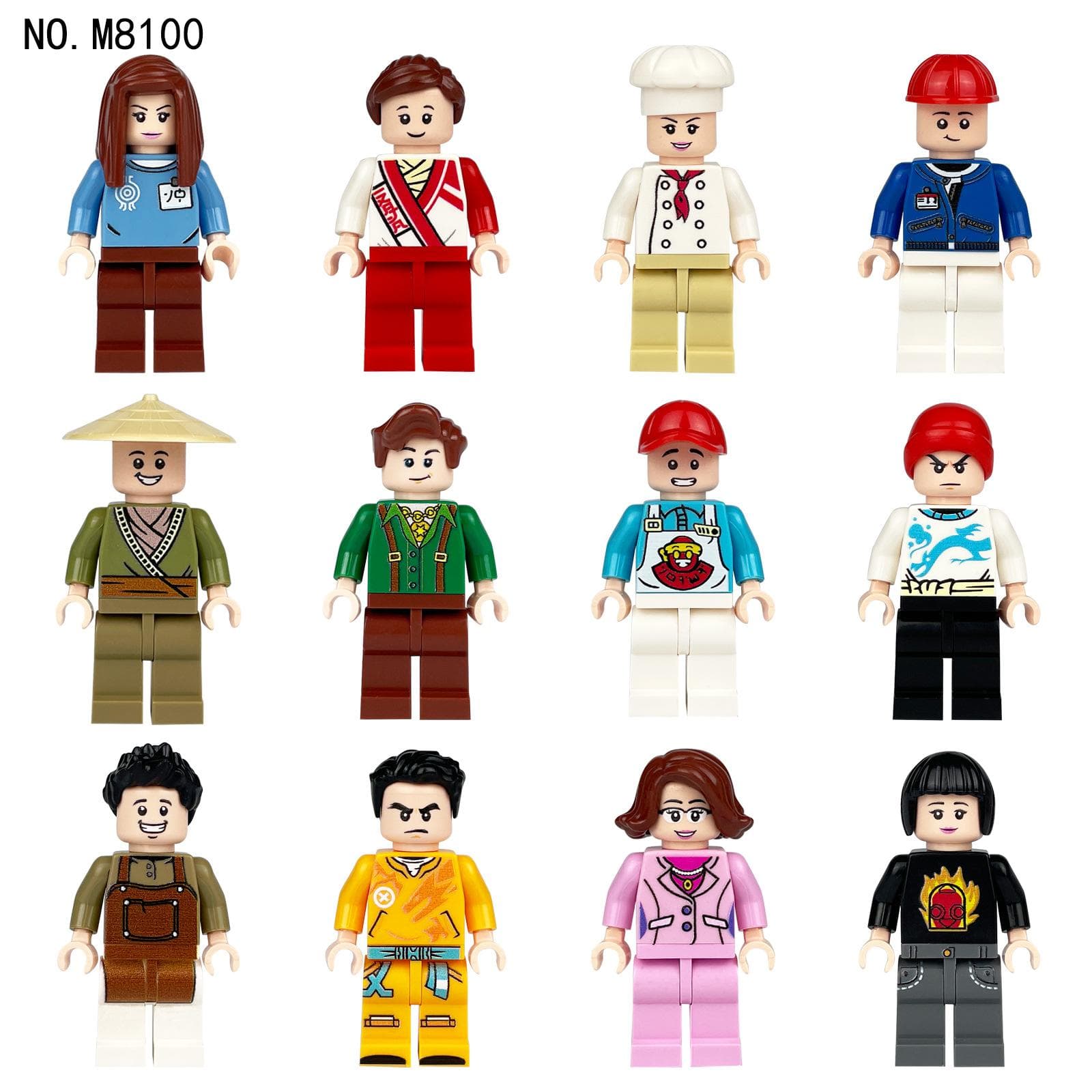 12pcs M8100 Urban Human Building Blocks Boy Girl Cook Student Children Build Building Toy Gift