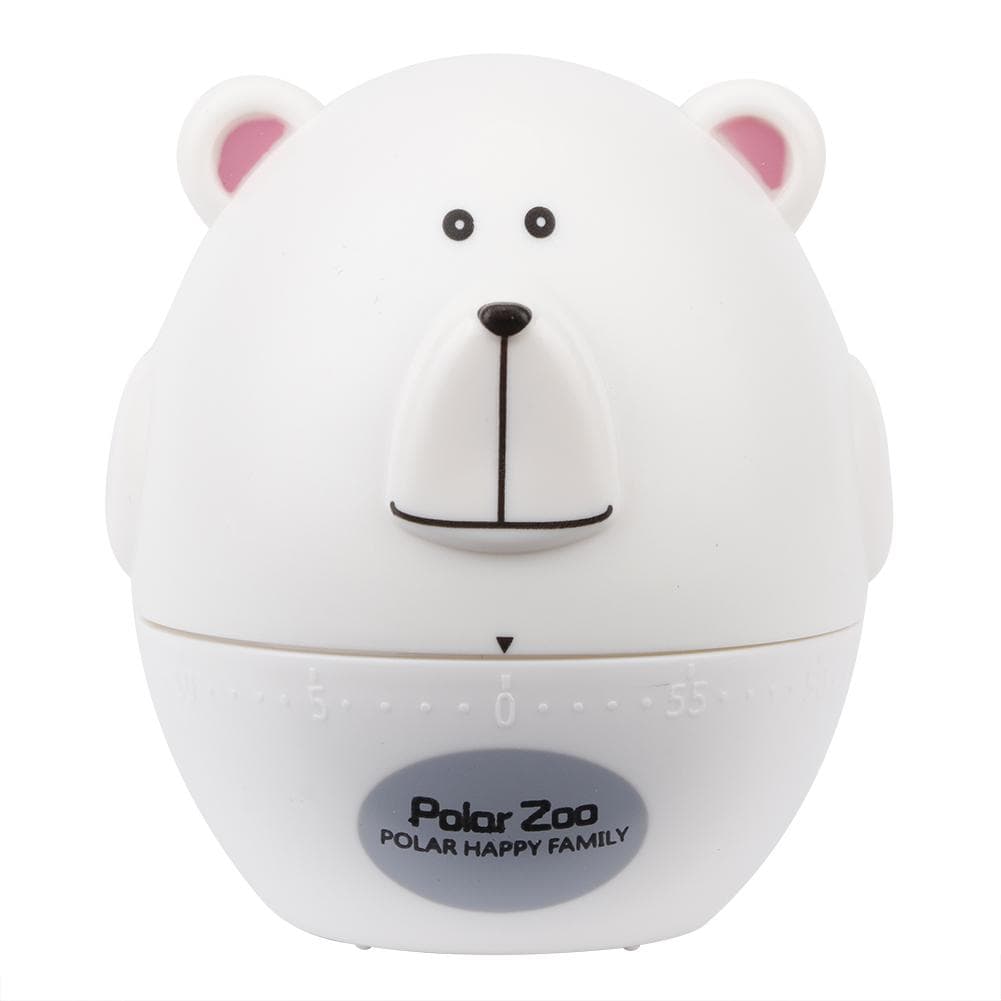 Portable Cute Cartoon Animal Bear Shape Kitchen Cooking Mechanical Timer AlarmWhite white