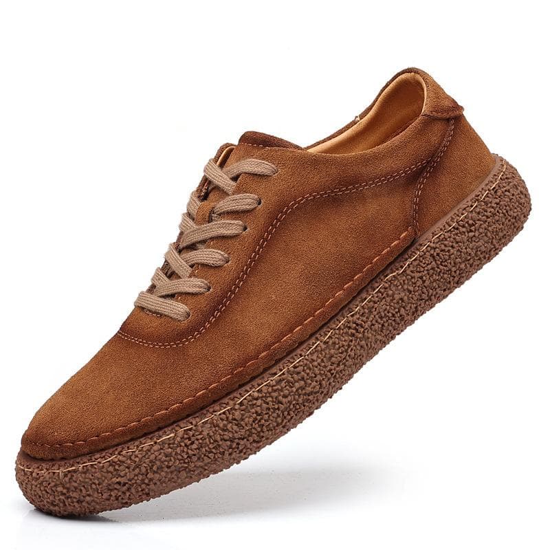 Men's Shoes Spring Retro Brown Sneakers Men's Suede Lace-up Casual Shoes Soft Bottom Soft Surface Flat Shoes 44