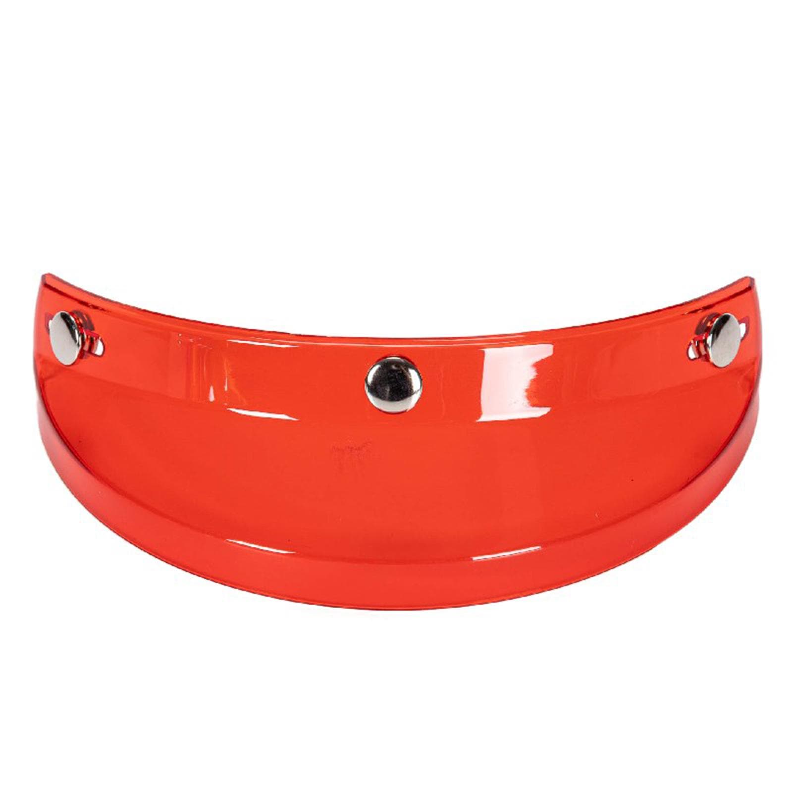 Universal Motorcycle 3 Snap-Button Visor Flip Up Down Open Face Helmet Wind Shield red